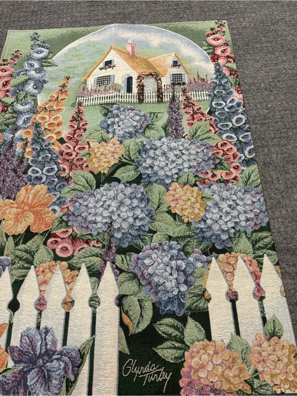 Charming Vintage English Garden Cottage Tapestry by Glynda Turley